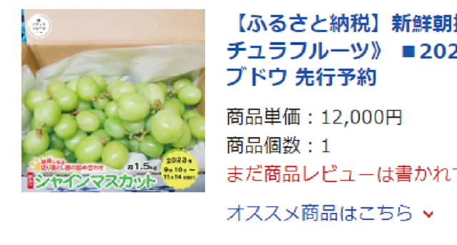 シャインマスカットは12000円で購入しました。